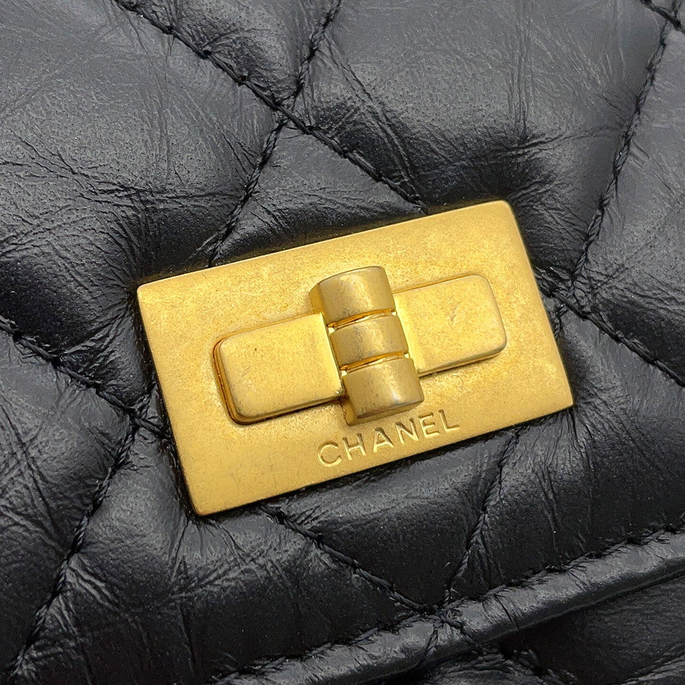CHANEL Matelasse 2.55 Chain Wallet BlackAP3169 Aged Calf Leather
