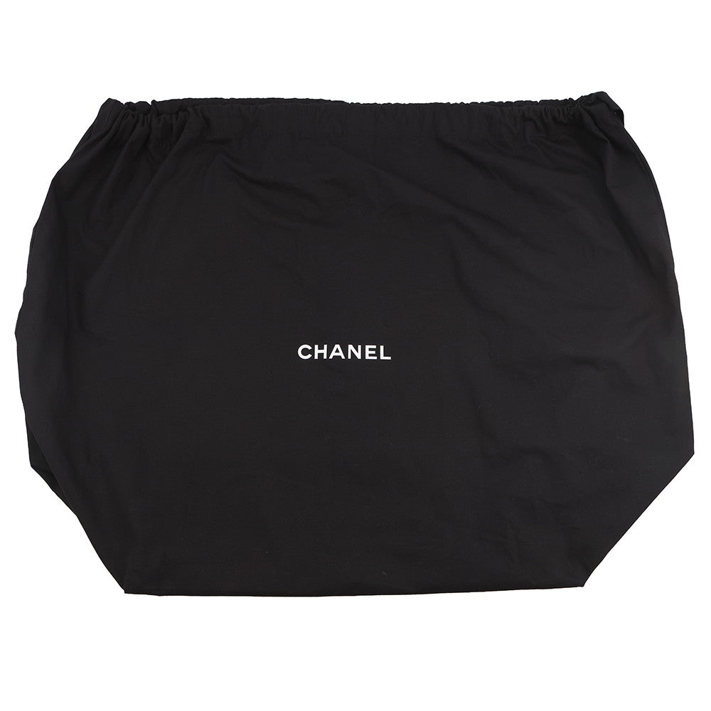 CHANEL CC Logo Club Monaco Chain Tote Bag Silver Shiny Calf Leather