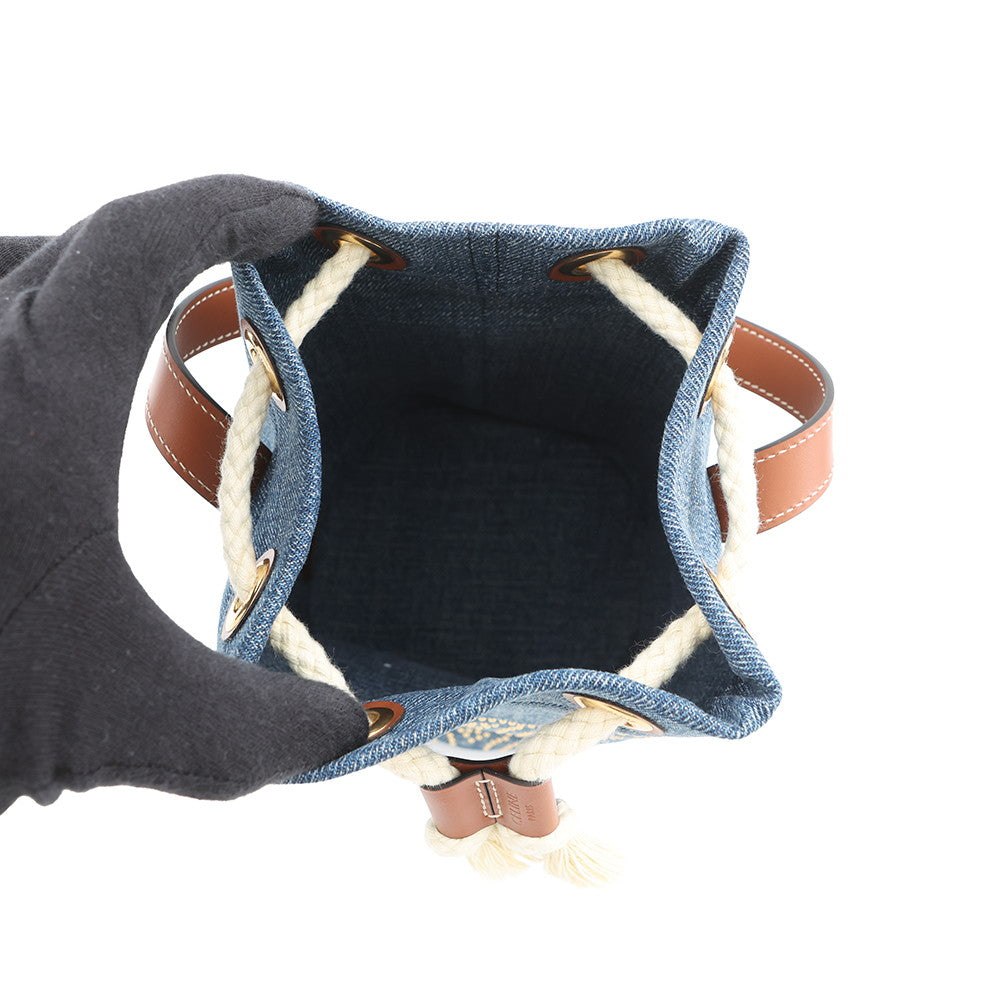 CELINE Triomphe Teen Drawstring Blue/Brown196532 Denim Leather