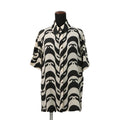 CHANEL CC Logo Wave Shirt Size 36 Cream/BlackP70211 Silk100%