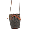 CELINE Drawstring Shoulder Bag Tan10H492 Leather PVC Size micro