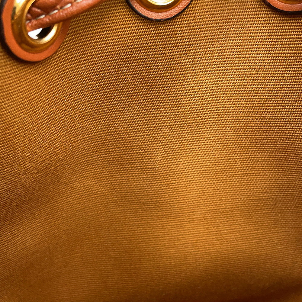 CELINE Drawstring Shoulder Bag Tan10H492 Leather PVC Size micro