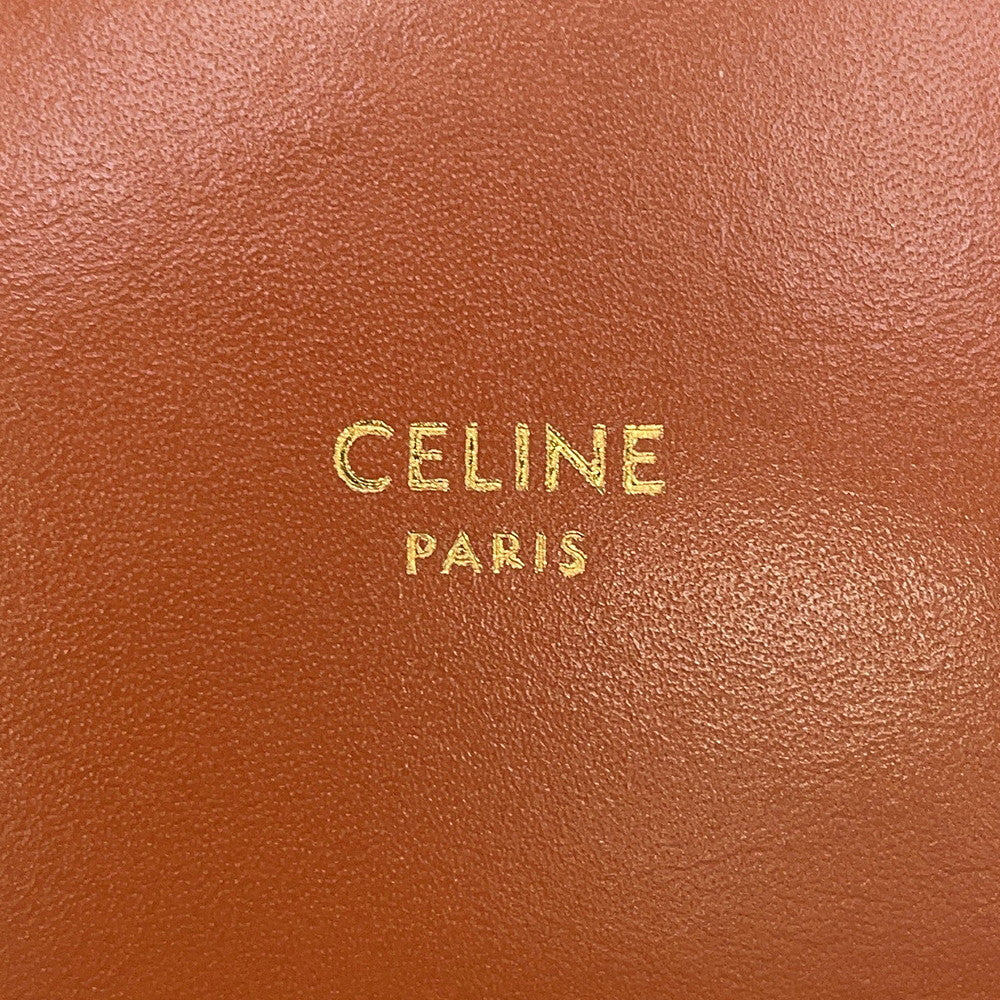 CELINE Drawstring Shoulder Bag Tan10H492 Leather PVC Size micro
