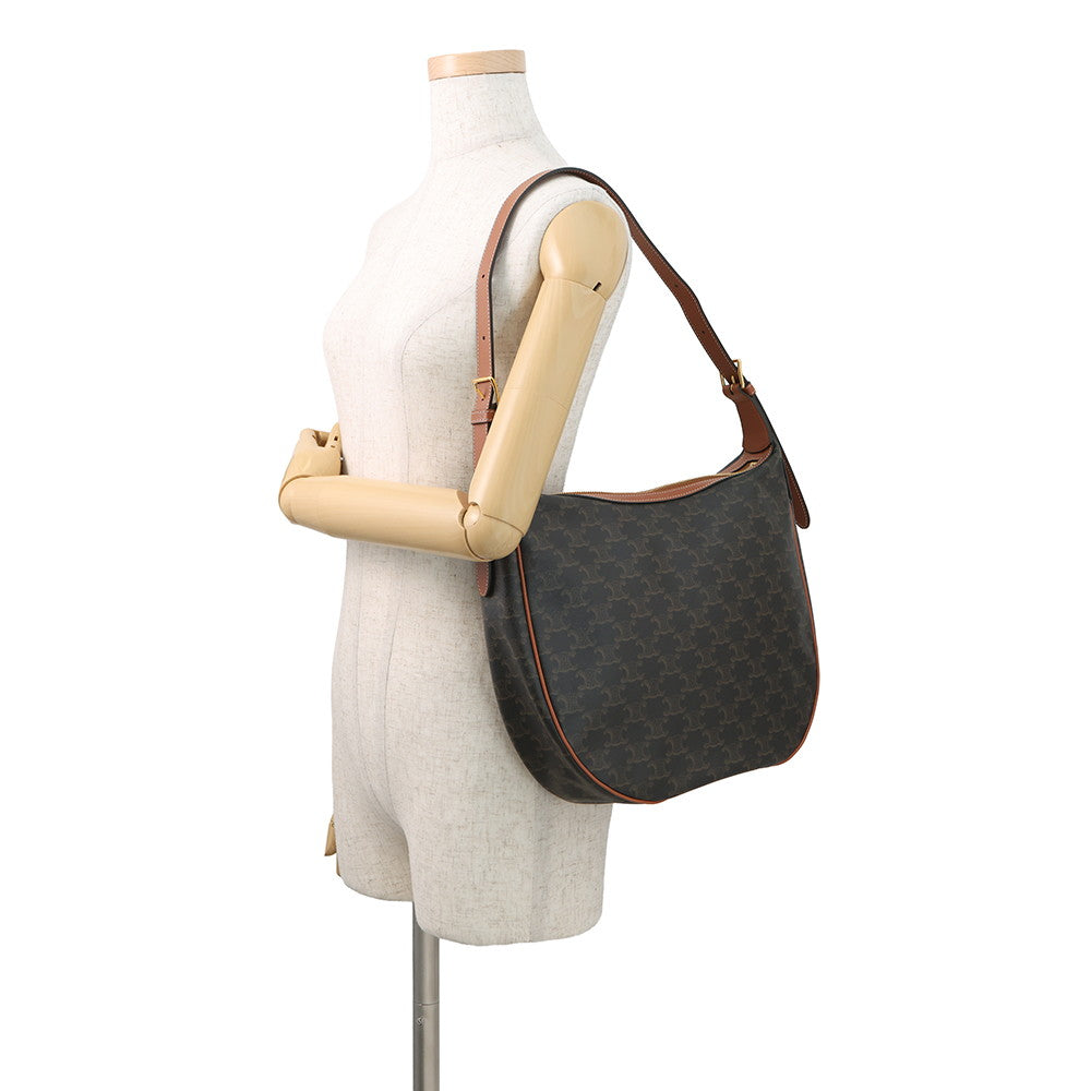 CELINE Triomphe Eloise One Shoulder Bag Tan114712 Leather PVC Size Medium