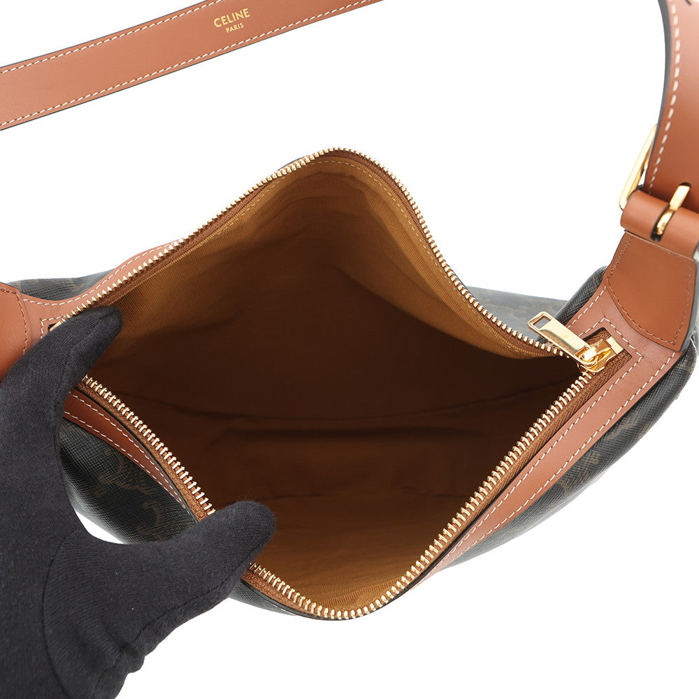CELINE Triomphe Eloise One Shoulder Bag Tan114712 Leather PVC Size Medium