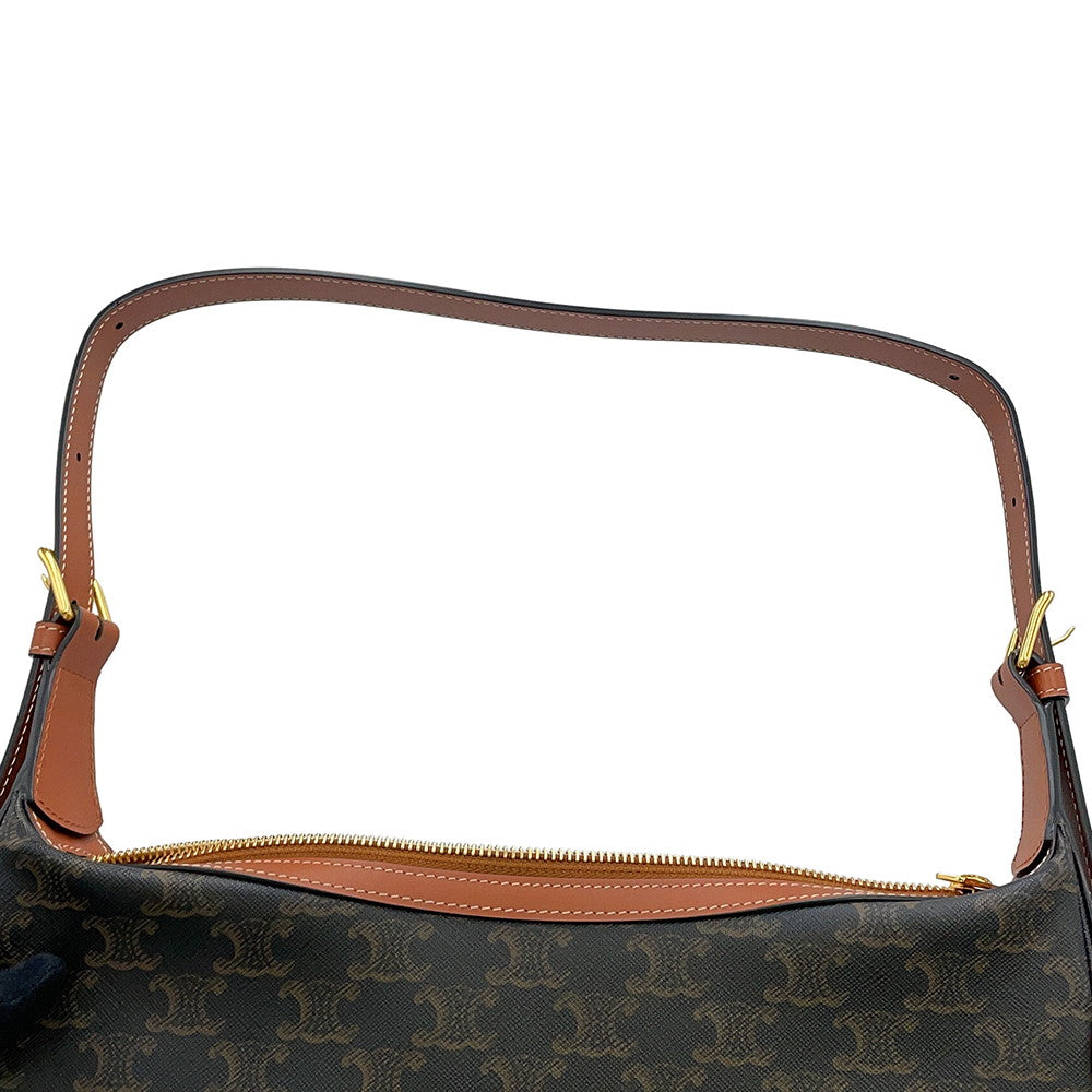 CELINE Triomphe Eloise One Shoulder Bag Tan114712 Leather PVC Size Medium