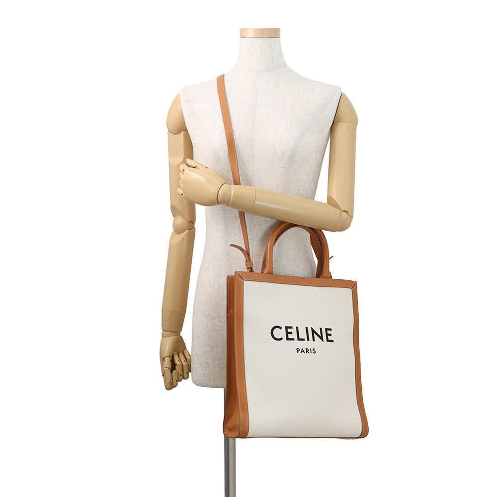 CELINE Vertical hippopotamus Natural/Tan192082 Canvas Leather Size Small