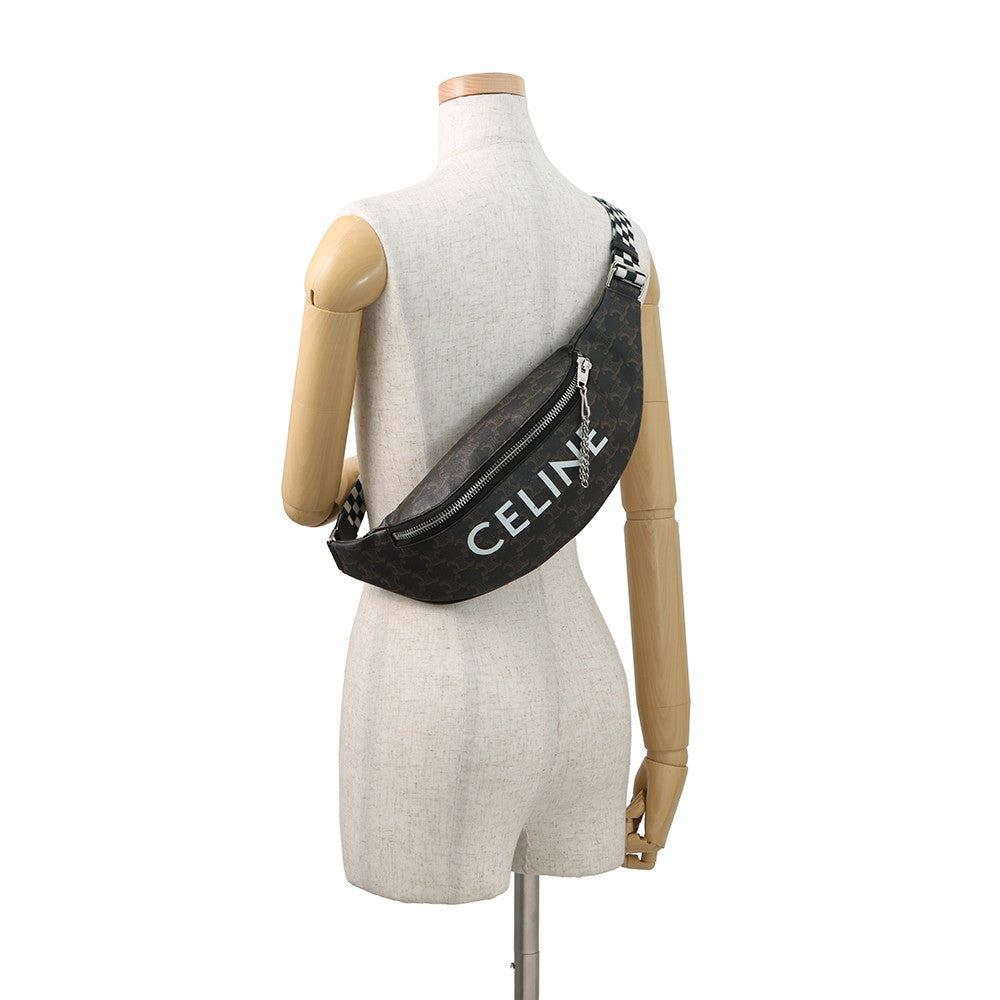 CELINE Triomphe belt bag Brown/Black/White195972 PVC