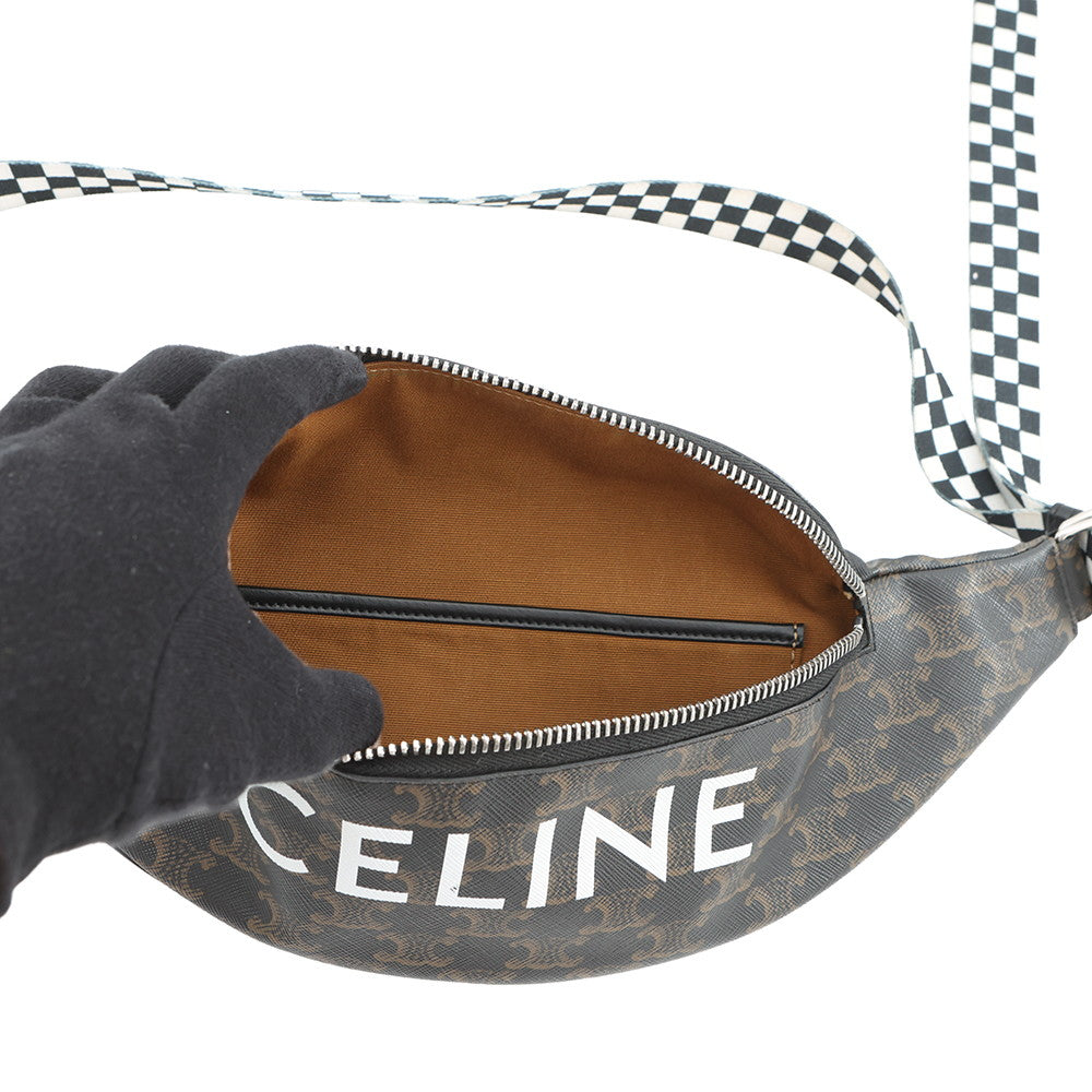 CELINE Triomphe belt bag Brown/Black/White195972 PVC