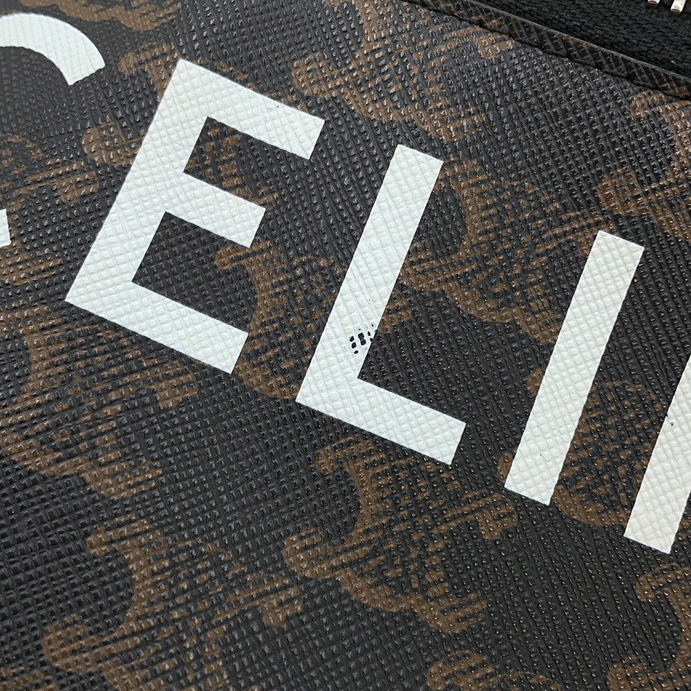 CELINE Triomphe belt bag Brown/Black/White195972 PVC