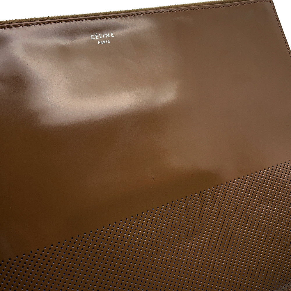 CELINE Clutch Bag Brown Leather