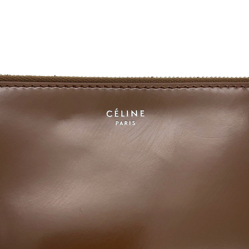 CELINE Clutch Bag Brown Leather