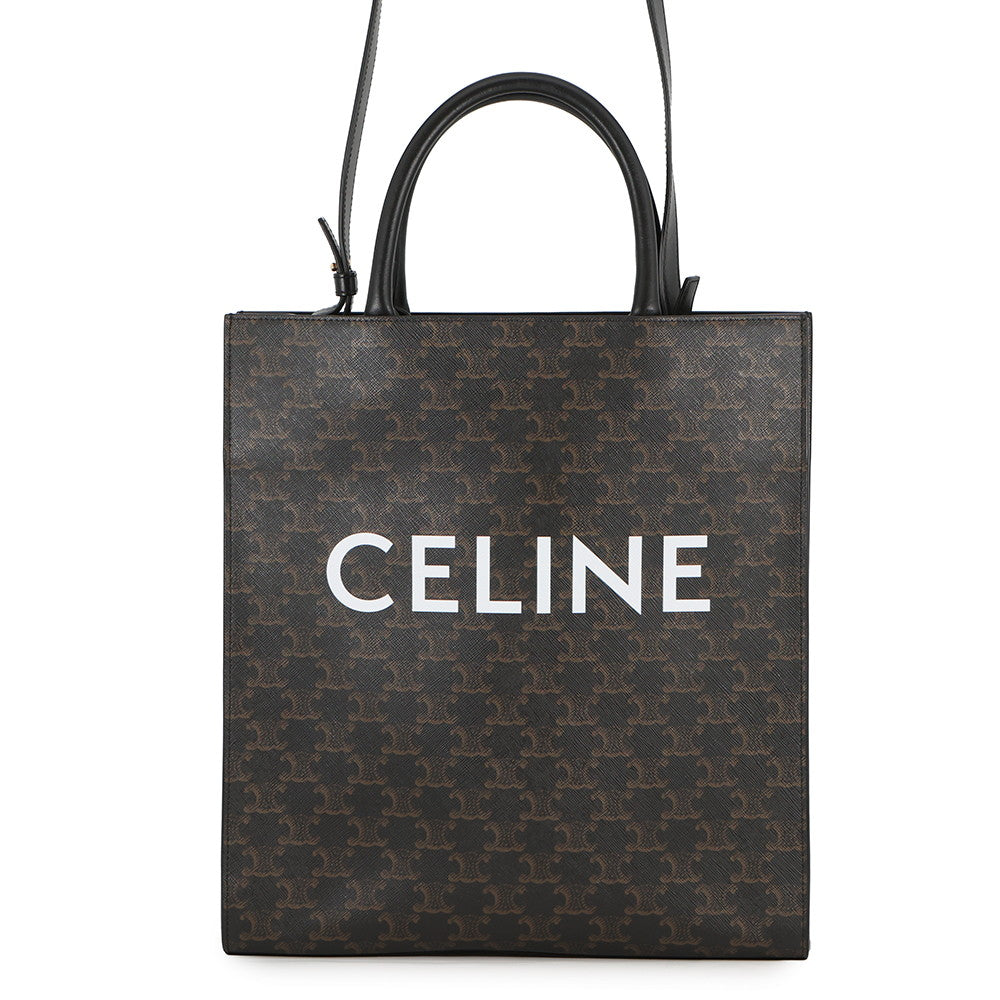 CELINE Vertical Cabas Brown/Black194432 PVC Leather Size Medium