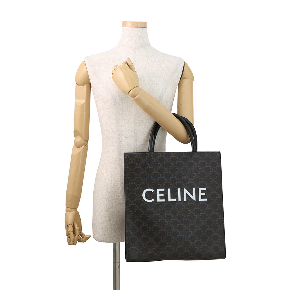 CELINE Vertical Cabas Brown/Black194432 PVC Leather Size Medium
