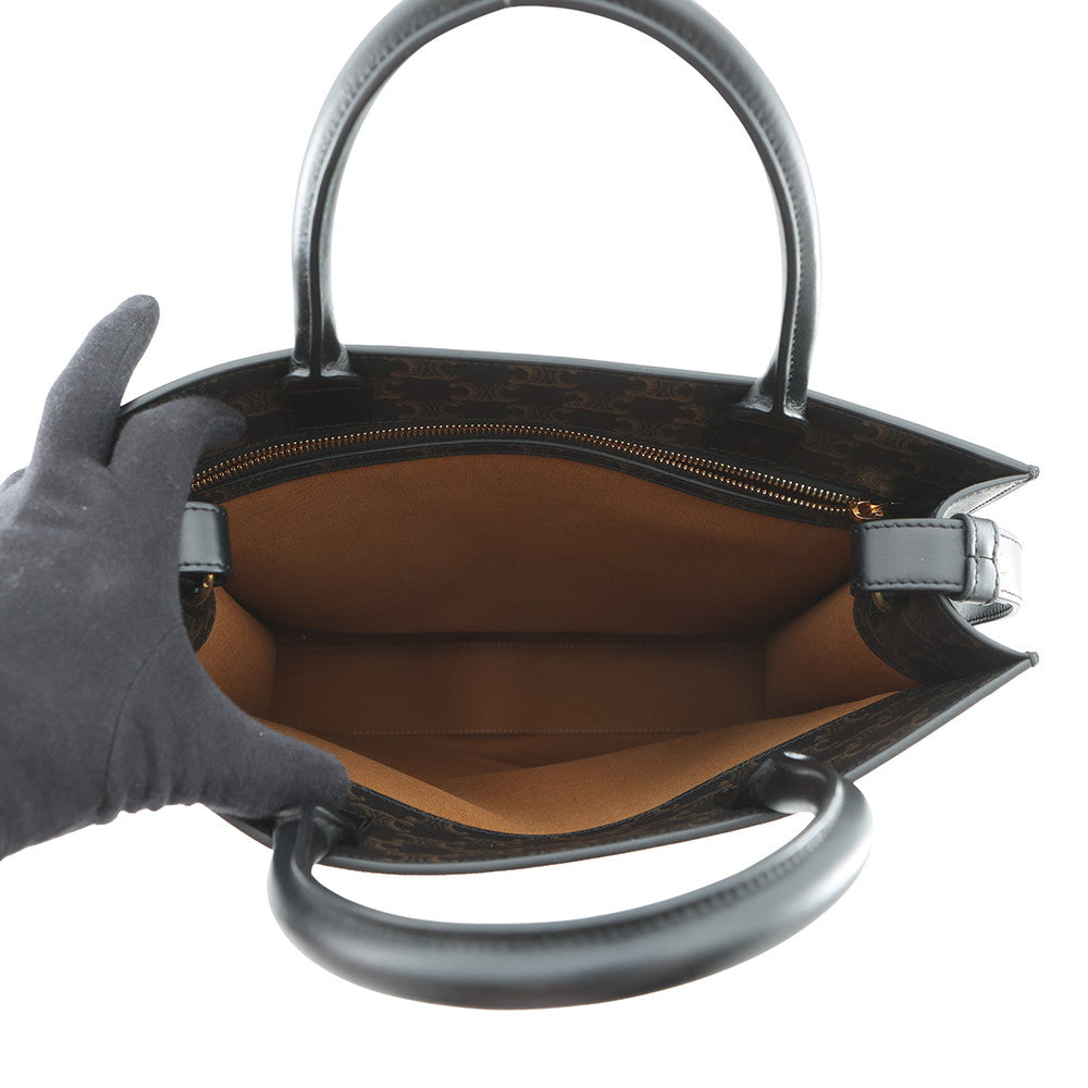 CELINE Vertical Cabas Brown/Black194432 PVC Leather Size Medium