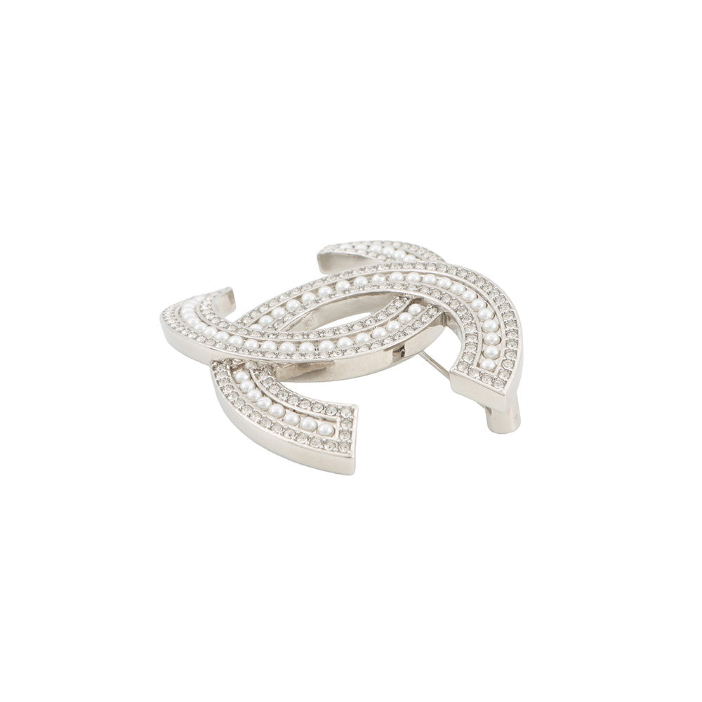 CHANEL CC Logo BroochABD463 Metal Rhinestone Faux Pearl
