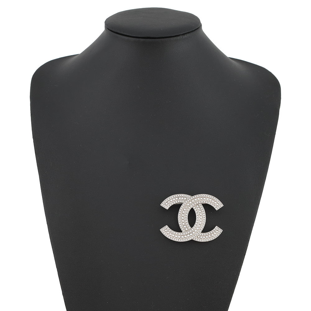 CHANEL CC Logo BroochABD463 Metal Rhinestone Faux Pearl