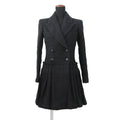CHANEL Tweed Double-Breasted Coat Size 34 Black/NavyP64017 Cotton49% Polyamide31% Acryl20%