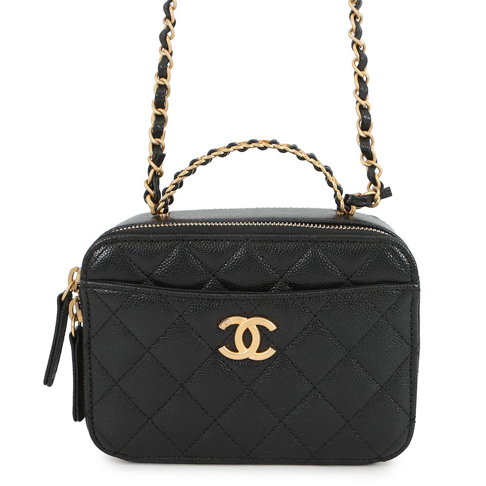 CHANEL Matelasse Small Vanity Bag BlackAS3221 Caviar Leather