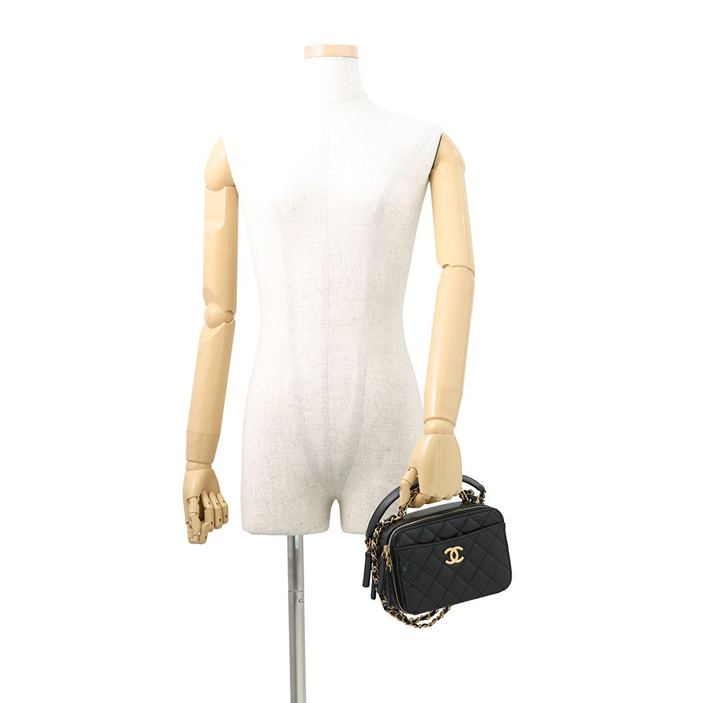 CHANEL Matelasse Small Vanity Bag BlackAS3221 Caviar Leather