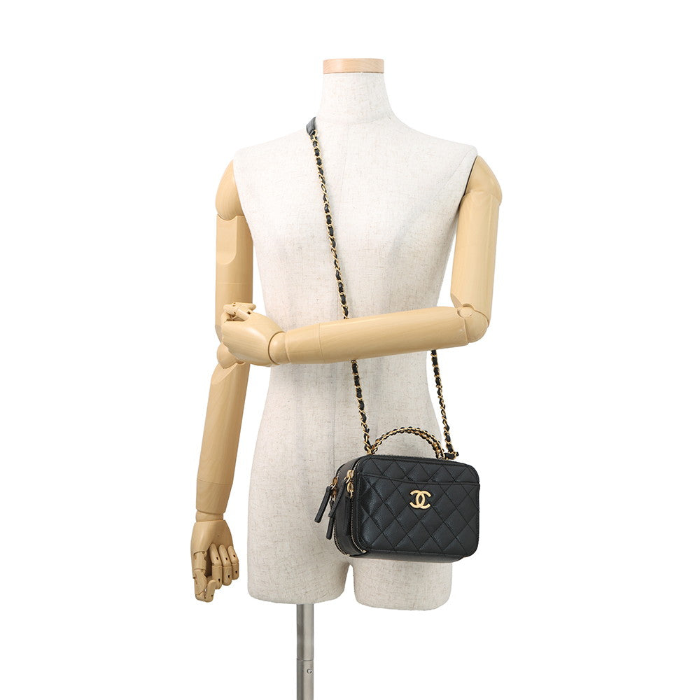 CHANEL Matelasse Small Vanity Bag BlackAS3221 Caviar Leather