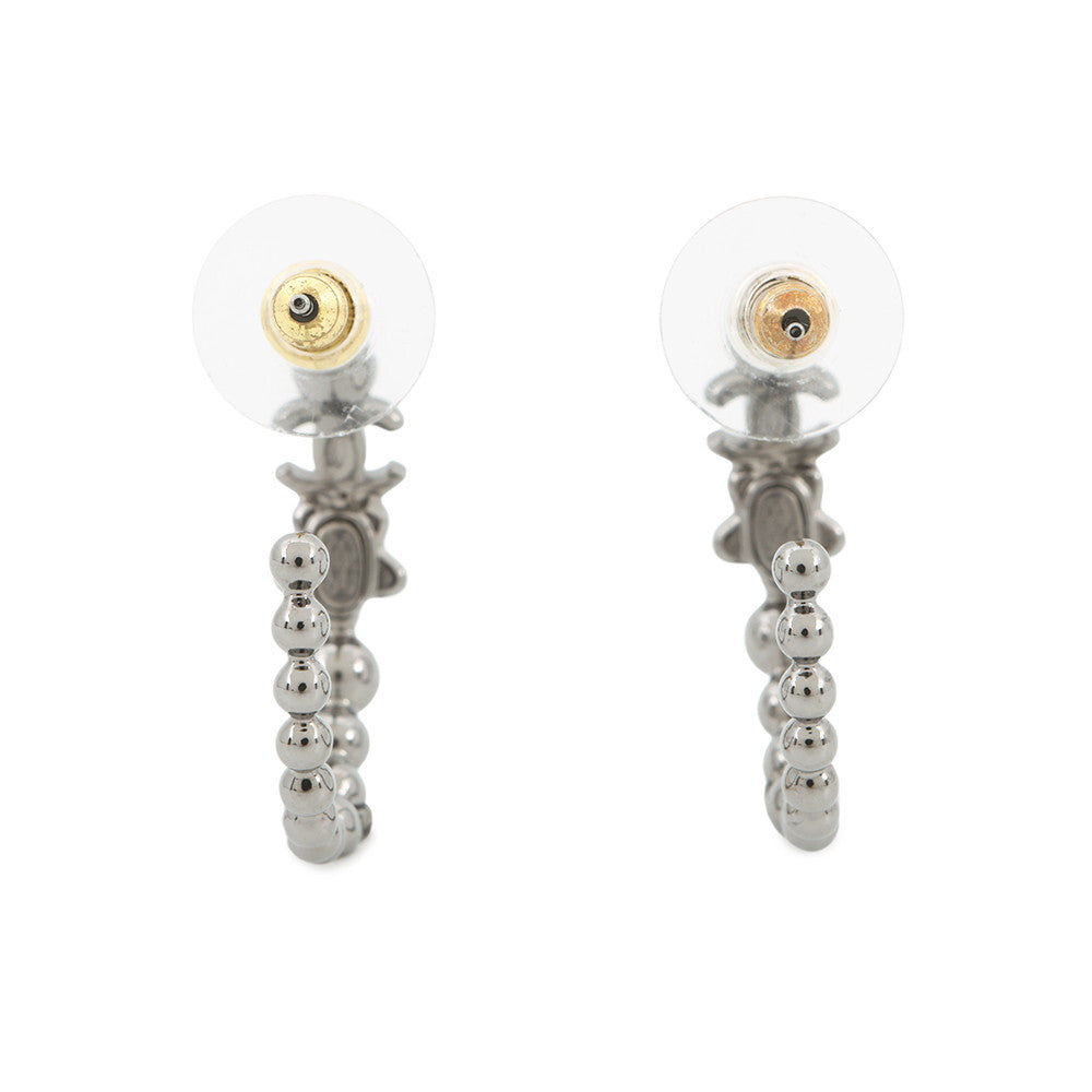 CHANEL CC Logo Hoop Earrings Metal Rhinestone