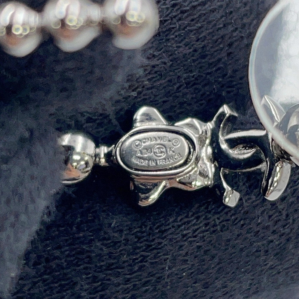 CHANEL CC Logo Hoop Earrings Metal Rhinestone