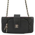 CHANEL Shoulder Smartphone Case BlackAP2916 Caviar Leather
