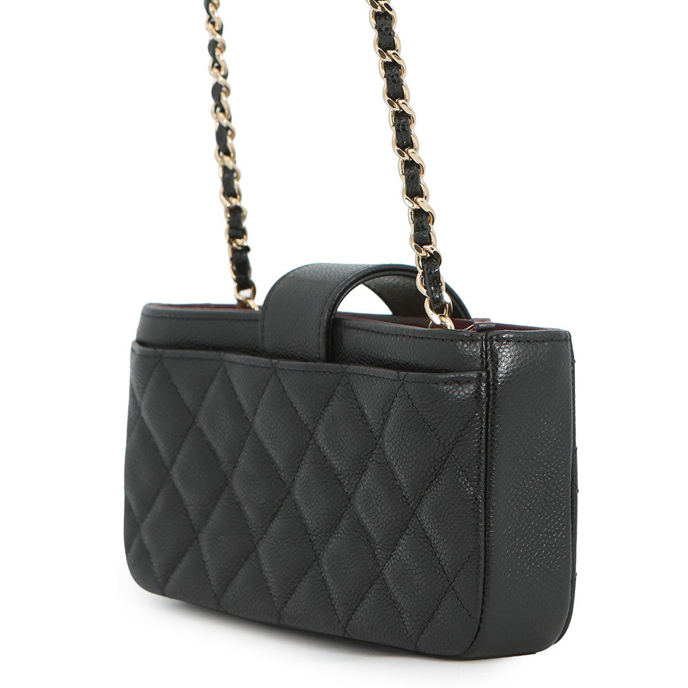 CHANEL Shoulder Smartphone Case BlackAP2916 Caviar Leather