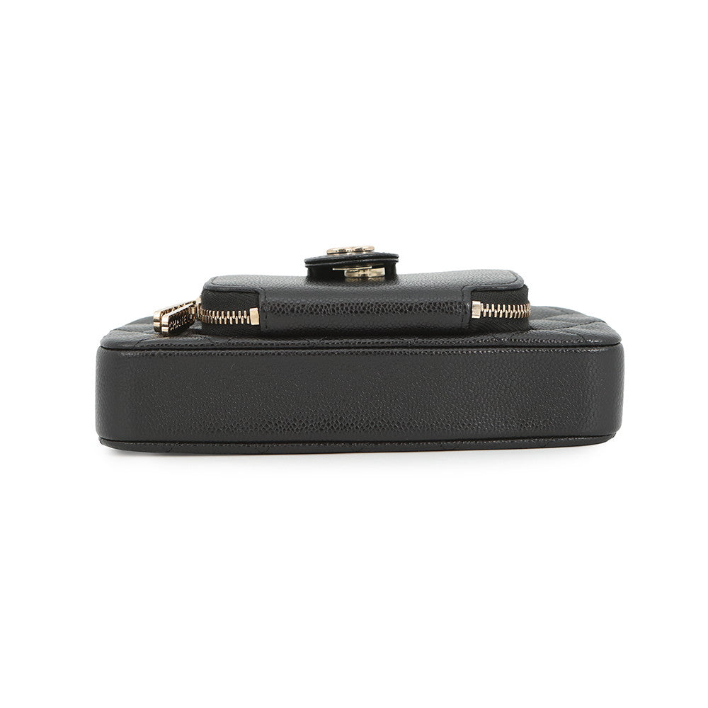 CHANEL Shoulder Smartphone Case BlackAP2916 Caviar Leather