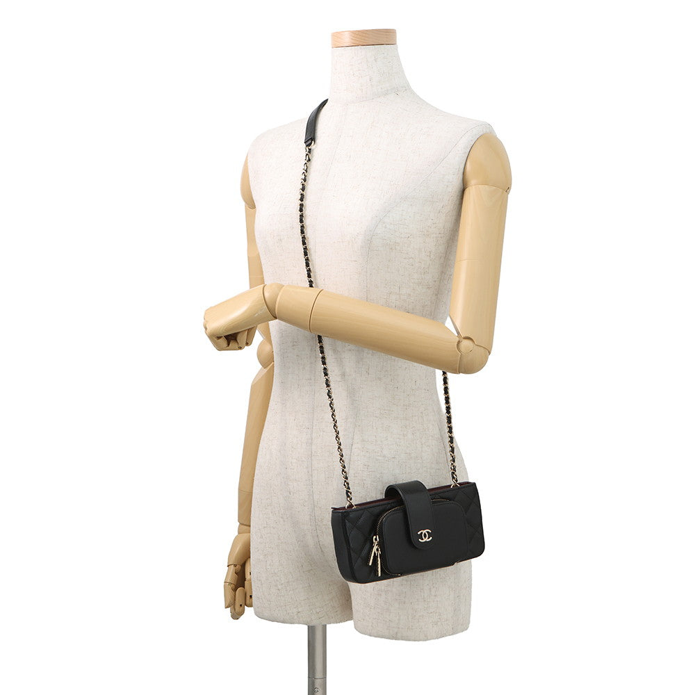 CHANEL Shoulder Smartphone Case BlackAP2916 Caviar Leather