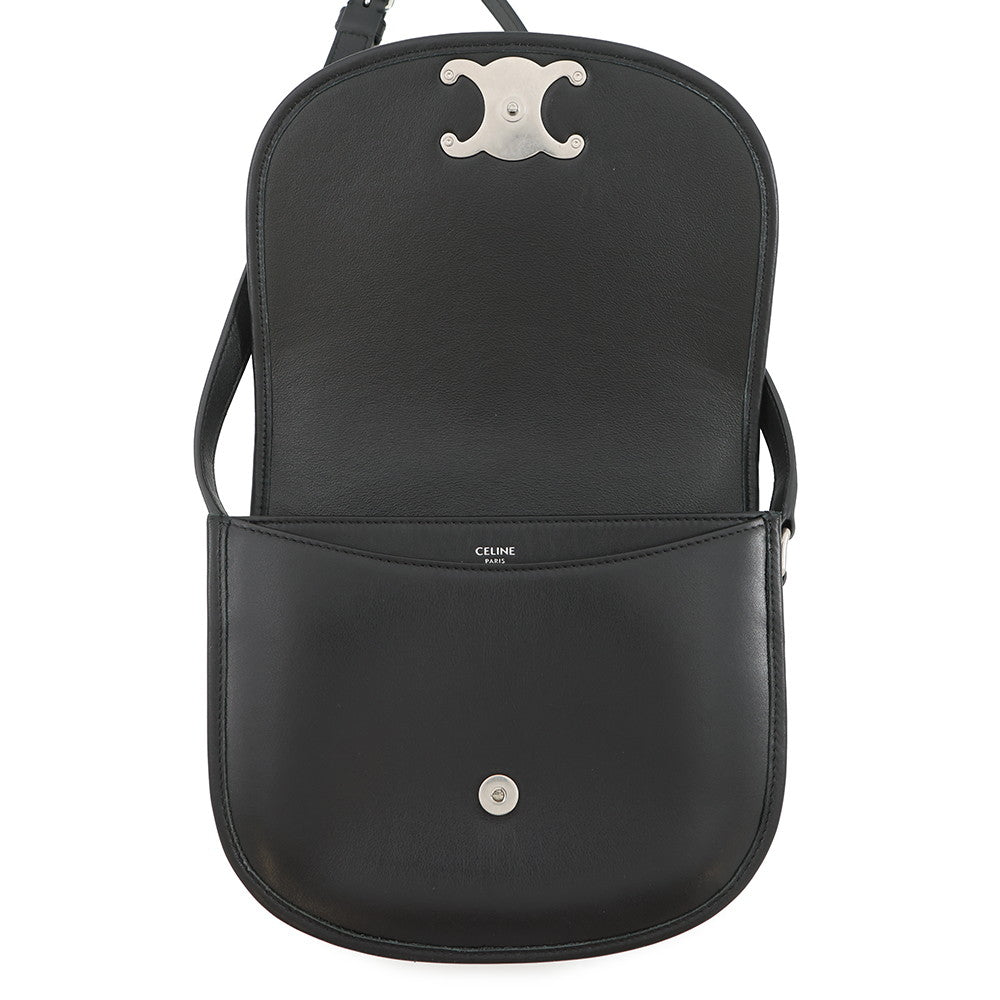 CELINE Triomphe Busas Shoulder Bag Black114453 Leather Size Medium