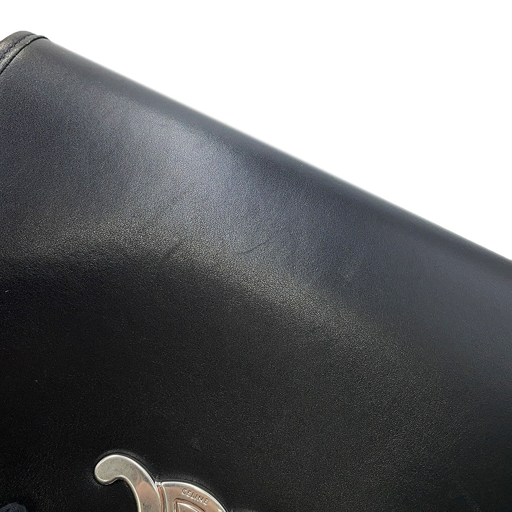 CELINE Triomphe Busas Shoulder Bag Black114453 Leather Size Medium