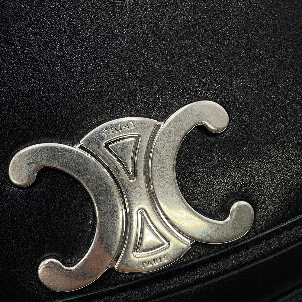 CELINE Triomphe Busas Shoulder Bag Black114453 Leather Size Medium