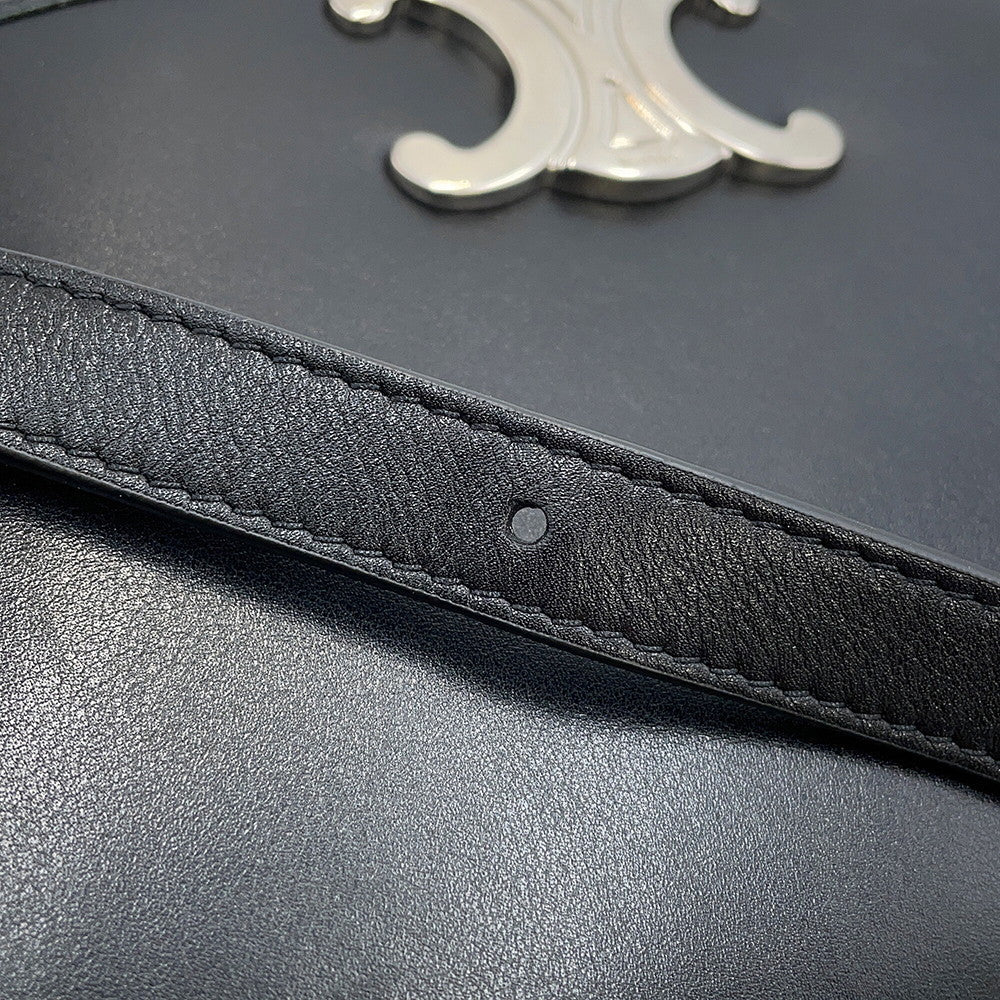 CELINE Triomphe Busas Shoulder Bag Black114453 Leather Size Medium