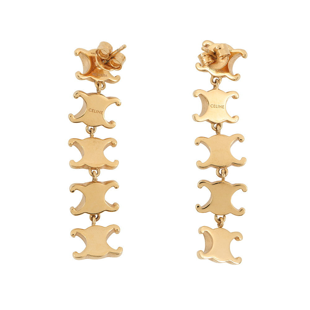 CELINE Triomphe Studded Long Earrings461FC6BRA.35OR Gold Plated