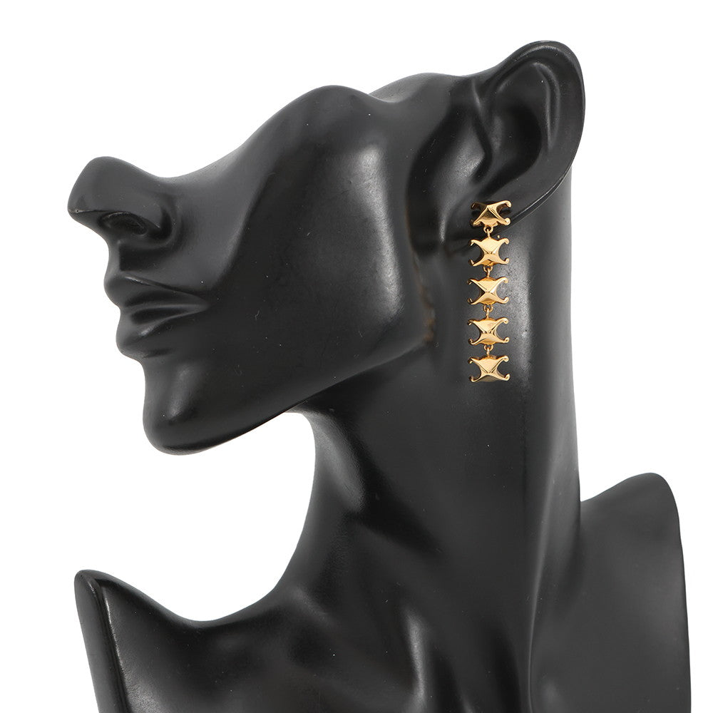 CELINE Triomphe Studded Long Earrings461FC6BRA.35OR Gold Plated