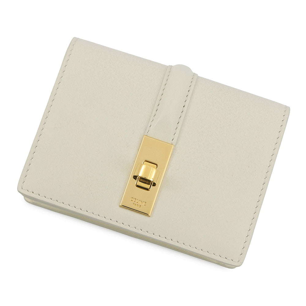 CELINE Card holder with flap, 16 sachets WhiteCotton10M473GCG.00WC Calf Leather