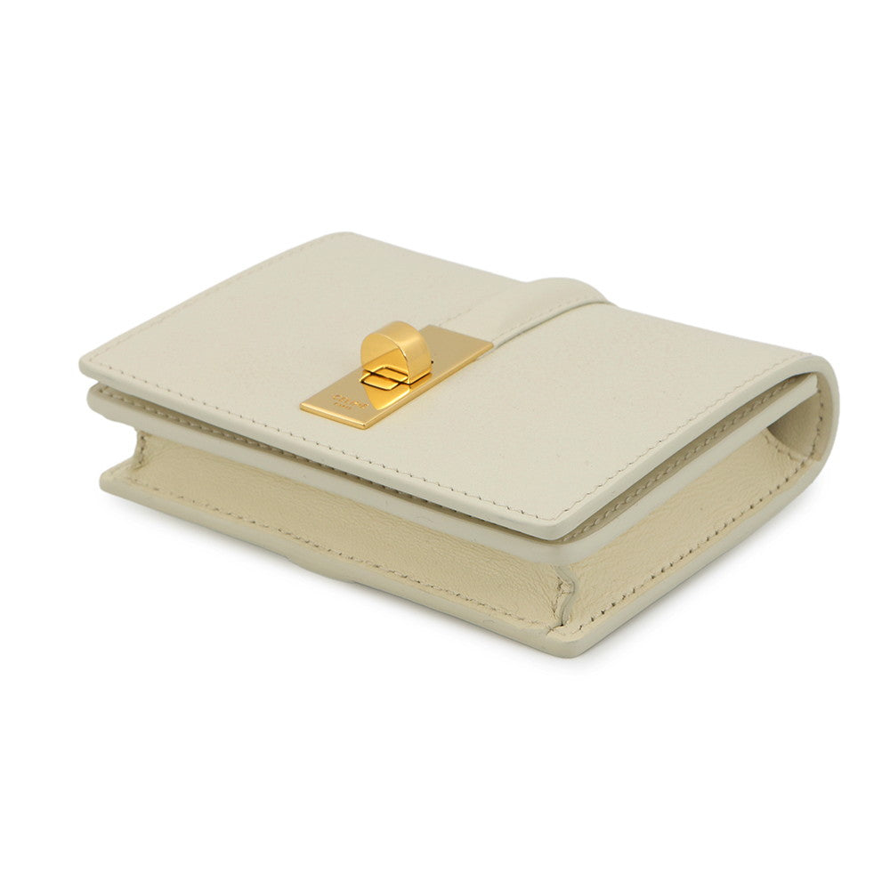 CELINE Card holder with flap, 16 sachets WhiteCotton10M473GCG.00WC Calf Leather