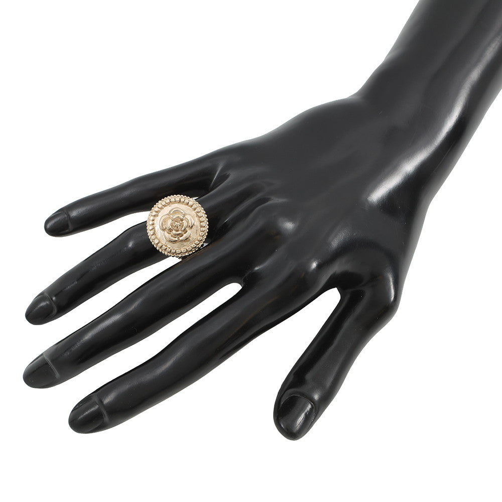 CHANEL Camellia CC Logo Ring Size Approximately 8th Metal