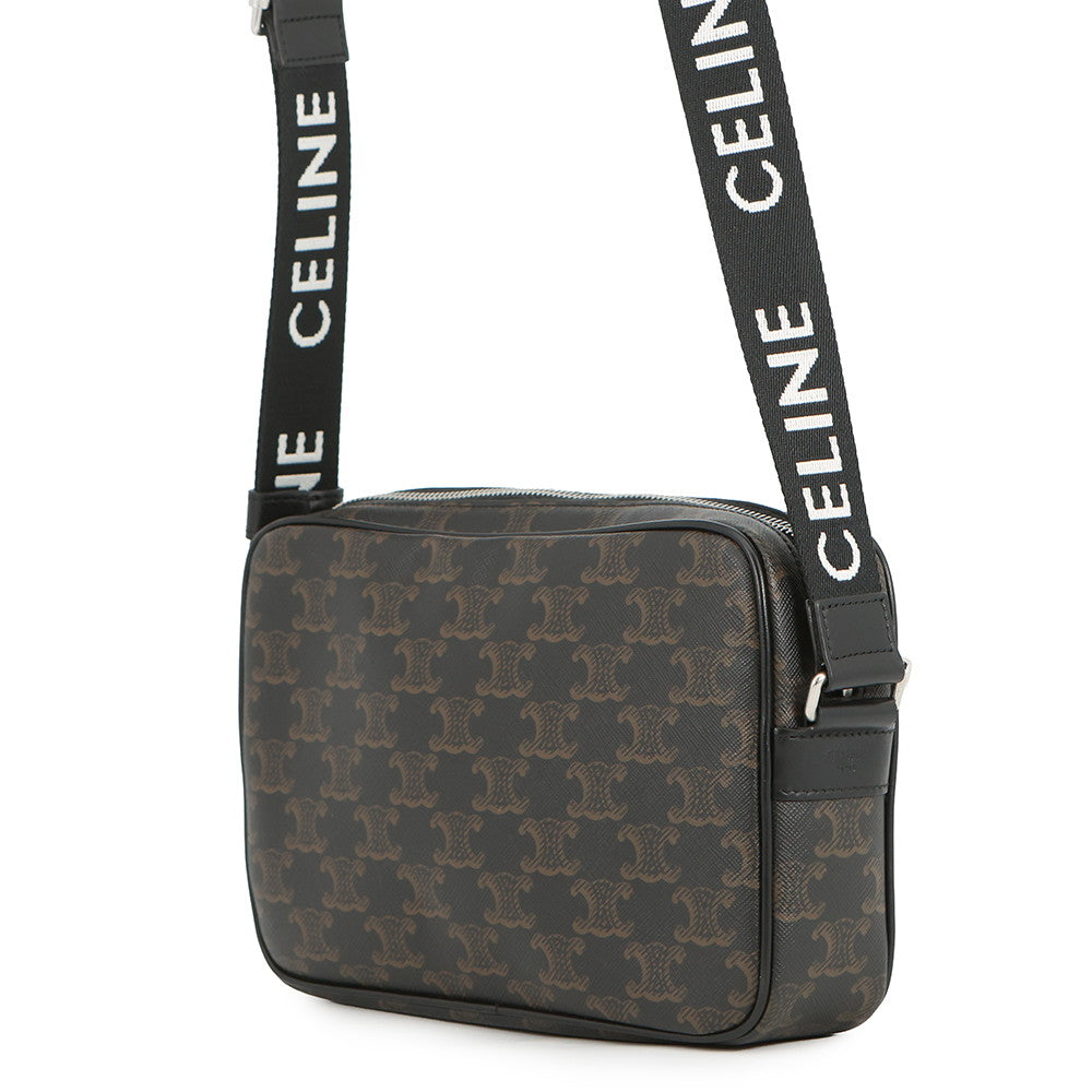 CELINE Triomphe Horizontal Messenger Bag Black/Brown197202DND.38OS PVCLeather Size Medium