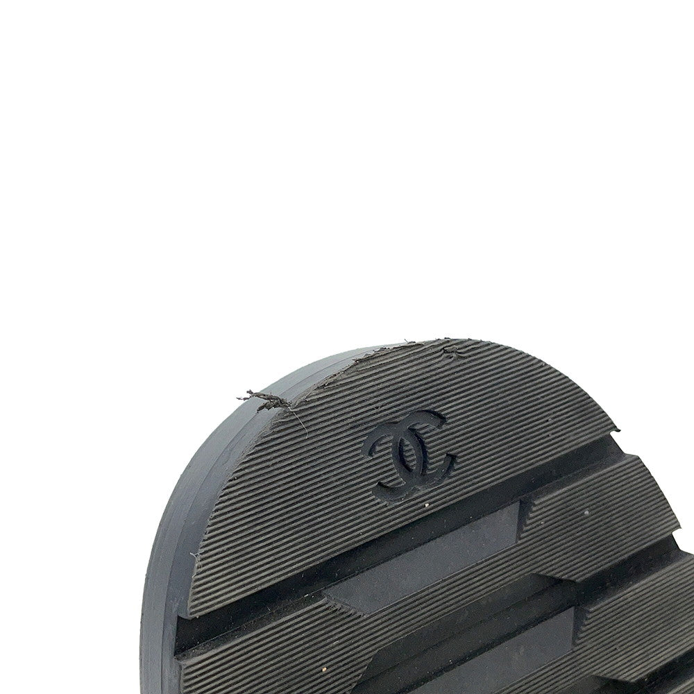 CHANEL CC Logo High-Top Sneakers White/BlackG36424 Leather Size 36H