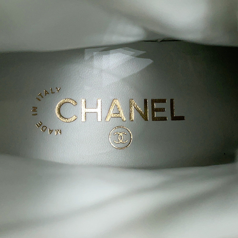 CHANEL CC Logo High-Top Sneakers White/BlackG36424 Leather Size 36H