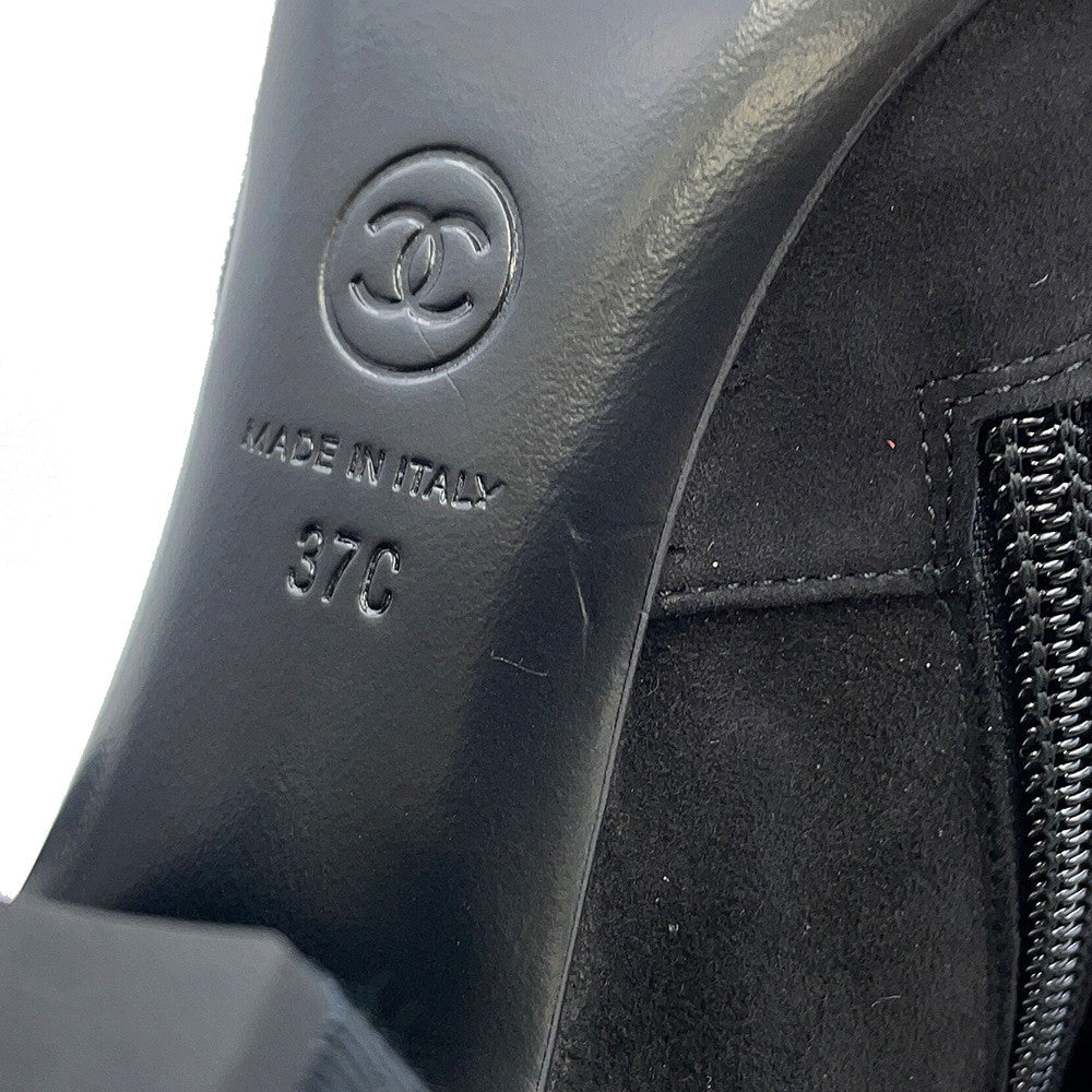 CHANEL Camellia short boots BlackG45310 suede Size 37C