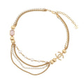 CHANEL CC Logo Stone Crush Chain Logo Necklace Gold Gold Plated Rhinestone Faux Pearl