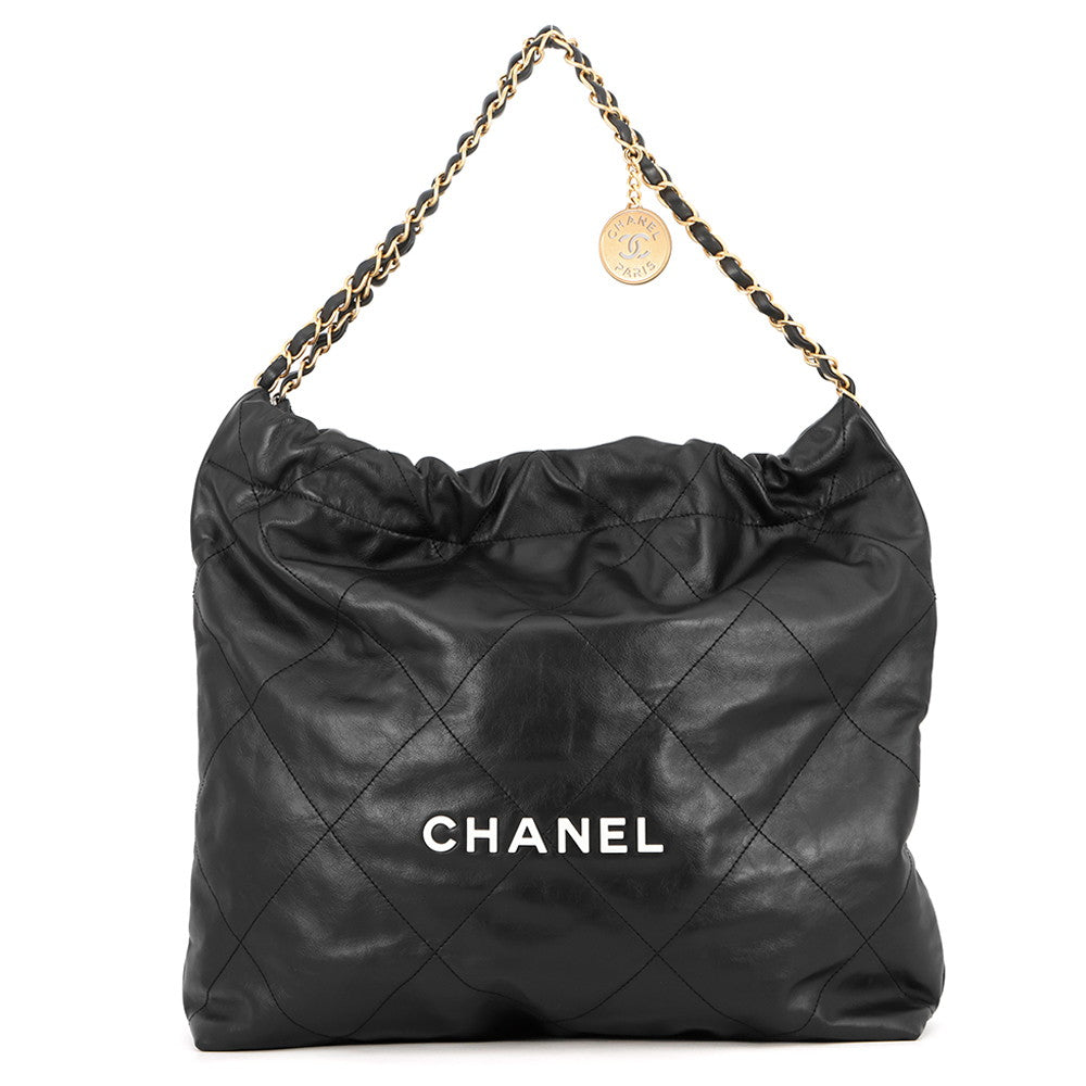 CHANEL CHANEL22 ChainTote Bag BlackAS3261 Shiny Calf Leather Size Medium
