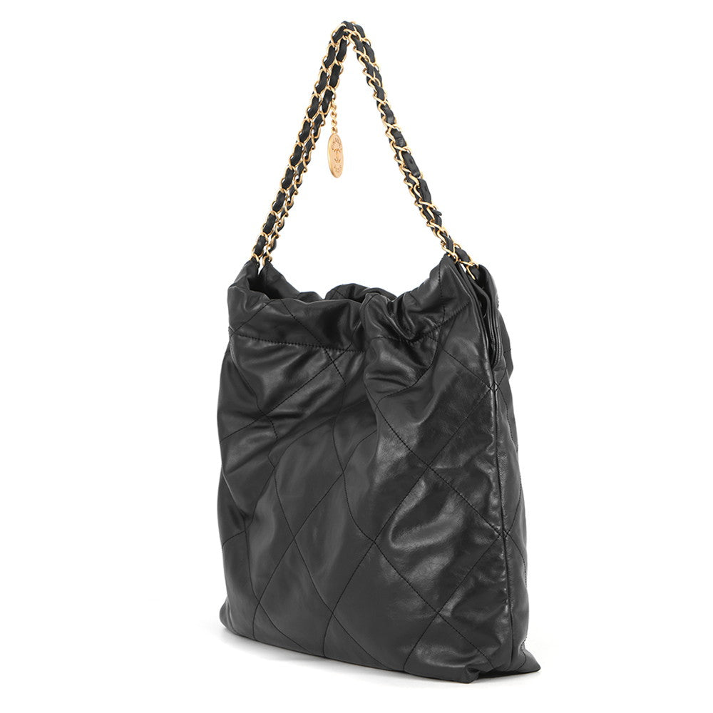 CHANEL CHANEL22 ChainTote Bag BlackAS3261 Shiny Calf Leather Size Medium