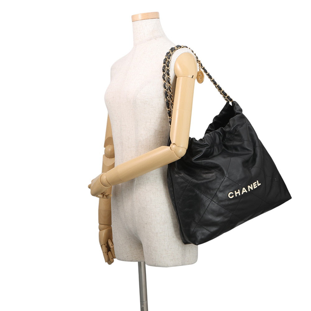 CHANEL CHANEL22 ChainTote Bag BlackAS3261 Shiny Calf Leather Size Medium