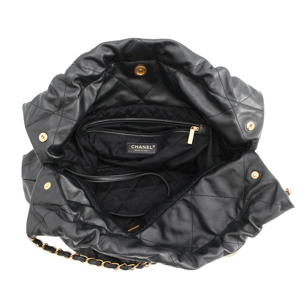 CHANEL CHANEL22 ChainTote Bag BlackAS3261 Shiny Calf Leather Size Medium