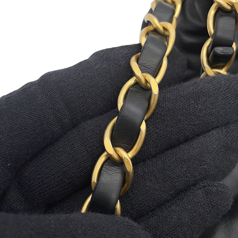 CHANEL CHANEL22 ChainTote Bag BlackAS3261 Shiny Calf Leather Size Medium